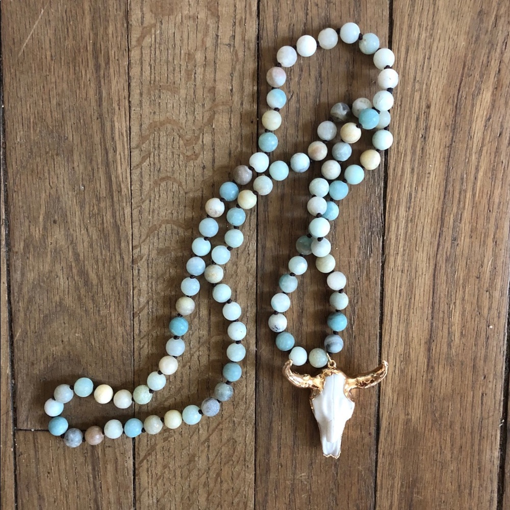 FINAL PRICE Boho Amazonite Horn Necklace - Picture 2 of 2